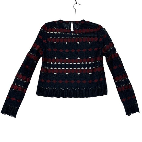 Sandro Paris Long Sleeves Lace Blouse Top Size 1 Small - Picture 3 of 7